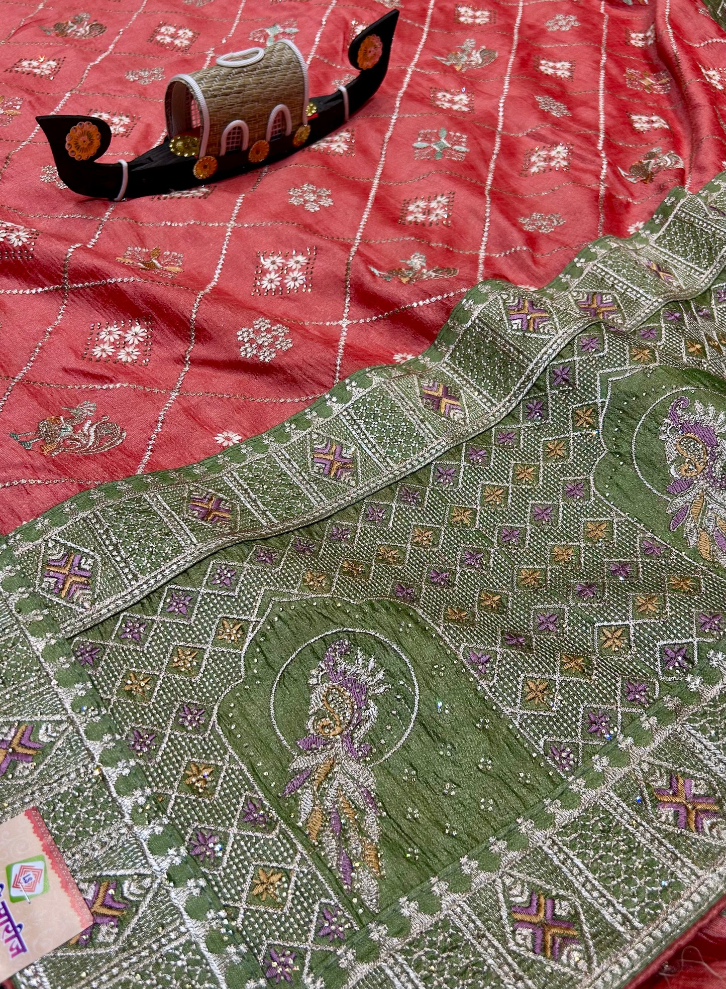 Rajwadi Saree Contrast Border