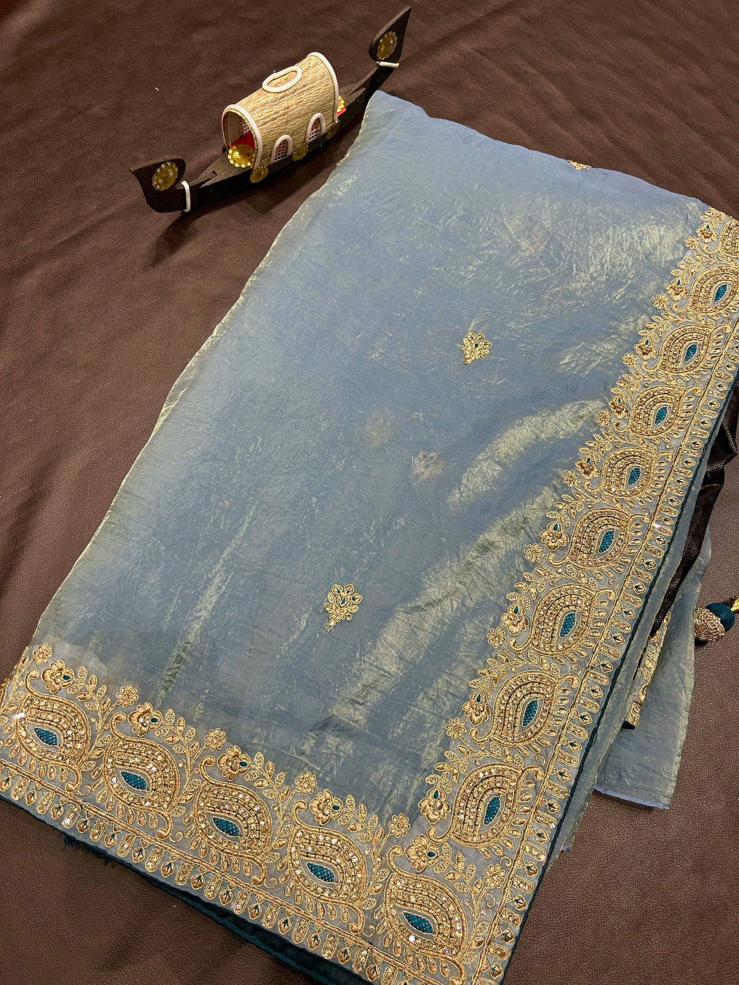 Organza embroidery saree