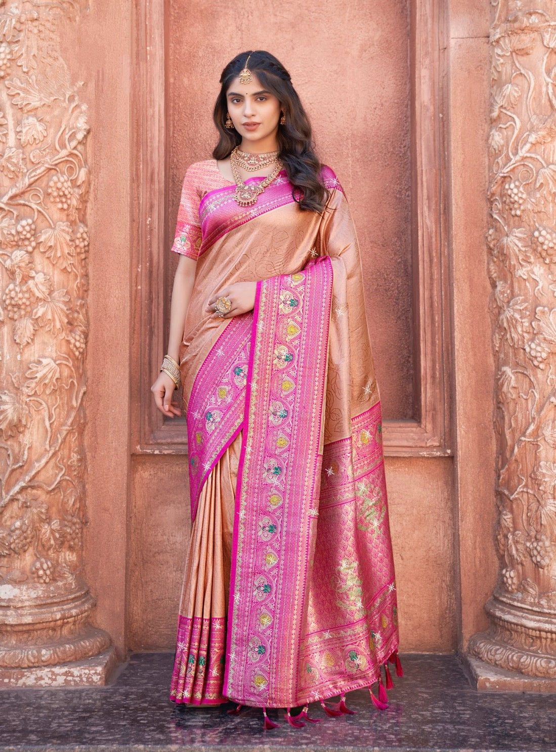 Swarovski Tissue Paithani Saree