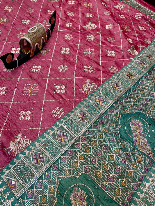 Rajwadi Saree Contrast Border