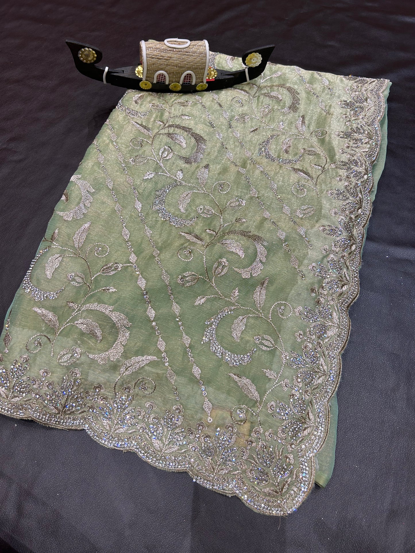 Silver Embroidery Saree