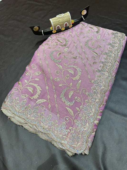 Silver Embroidery Saree