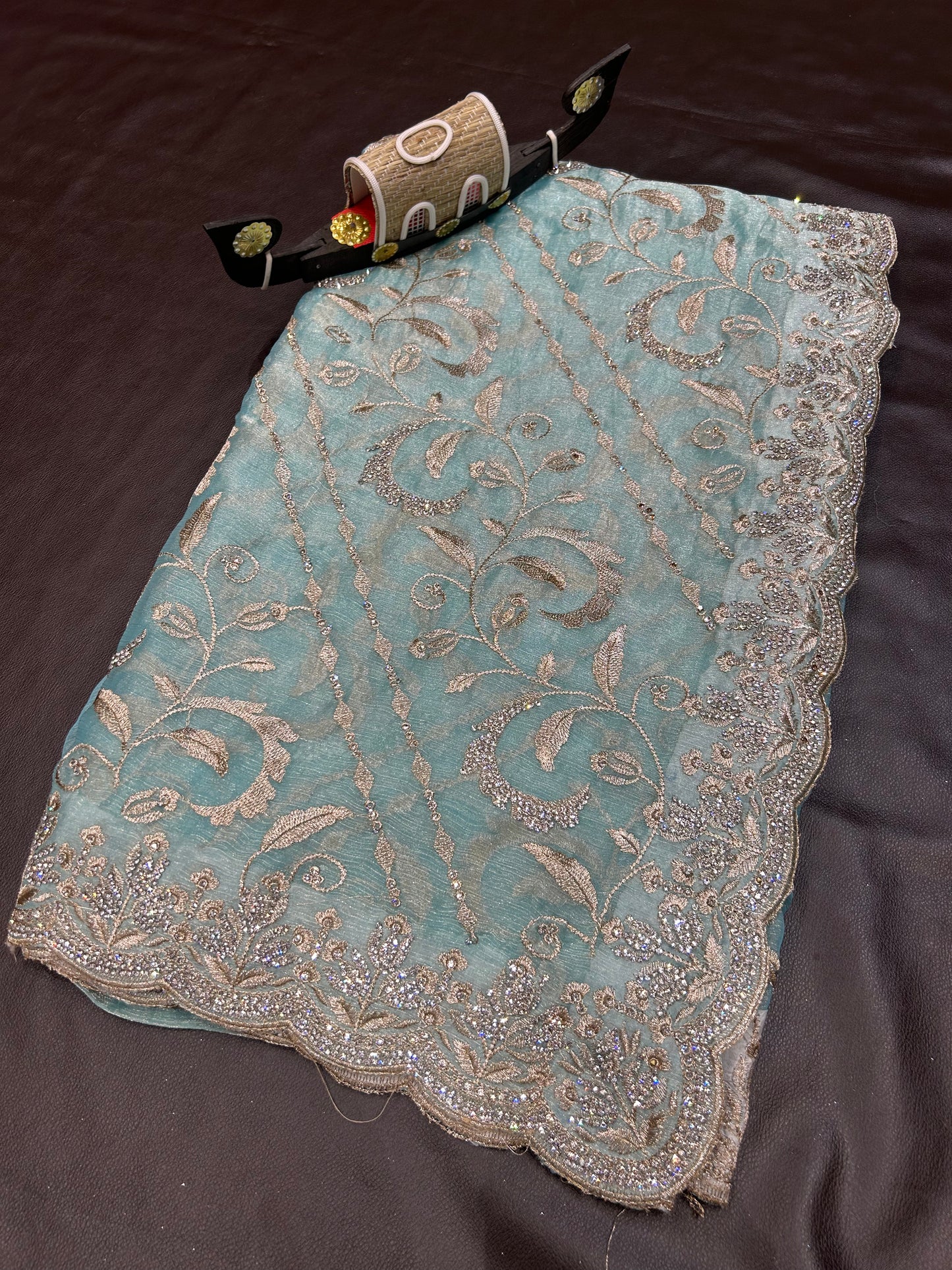 Silver Embroidery Saree