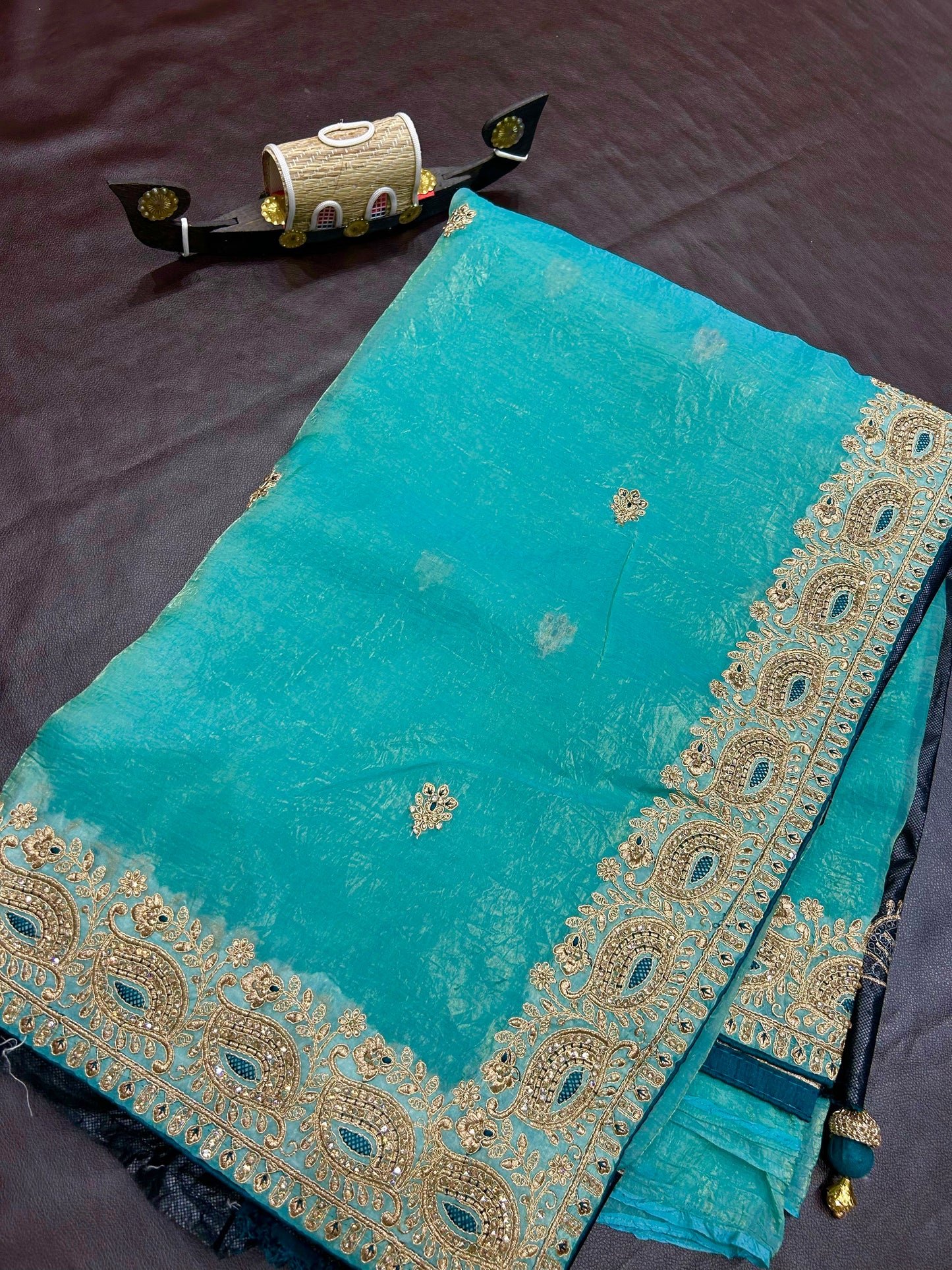 Organza embroidery saree
