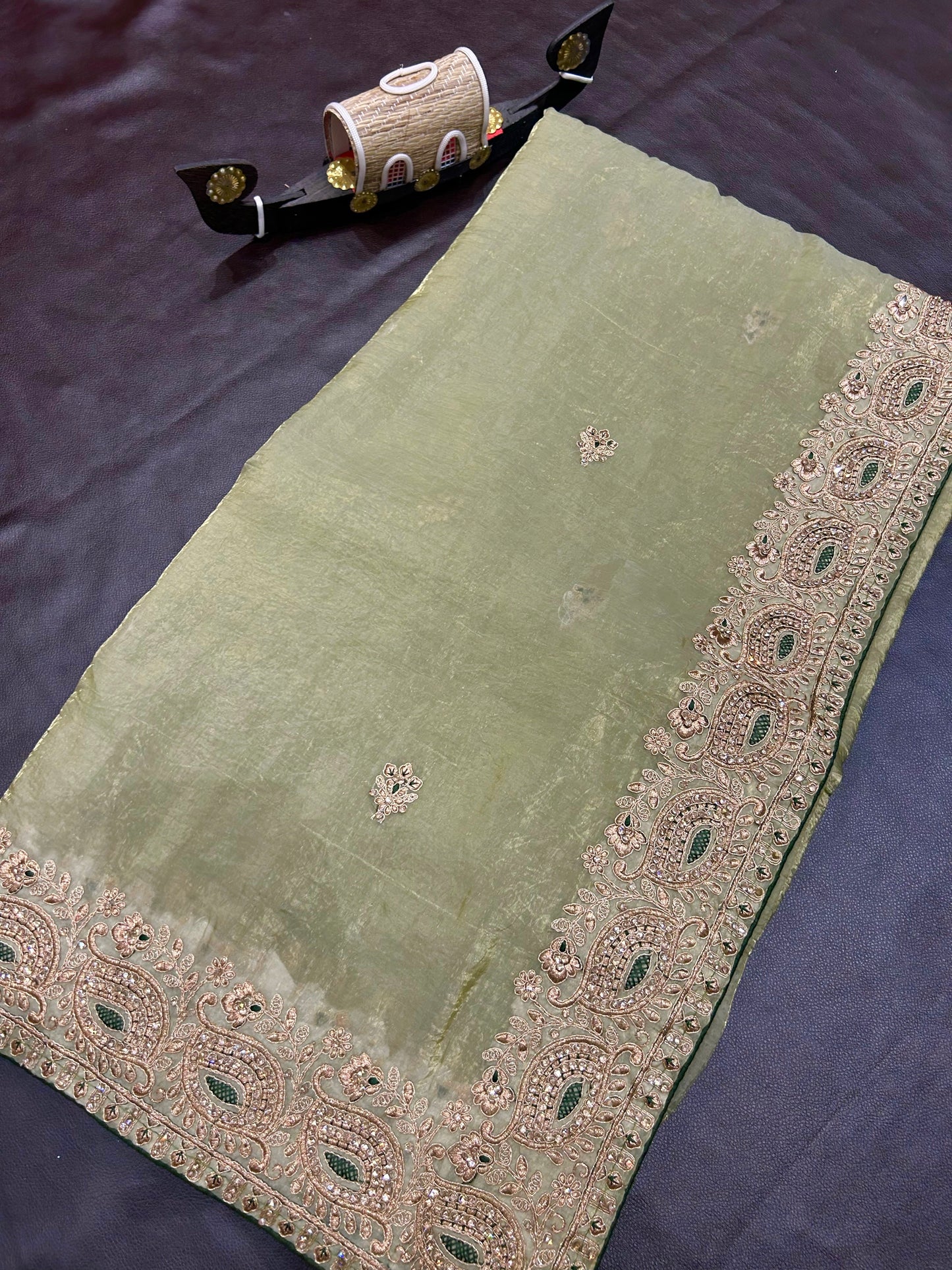 Organza embroidery saree