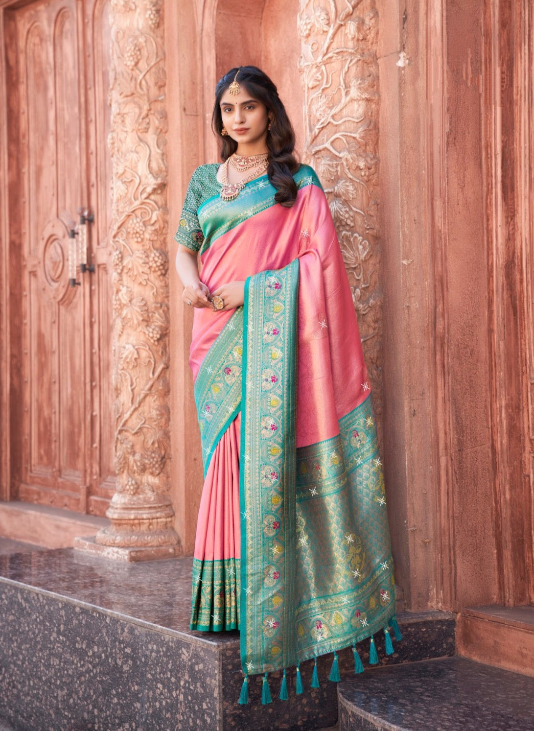 Swarovski Tissue Paithani Saree
