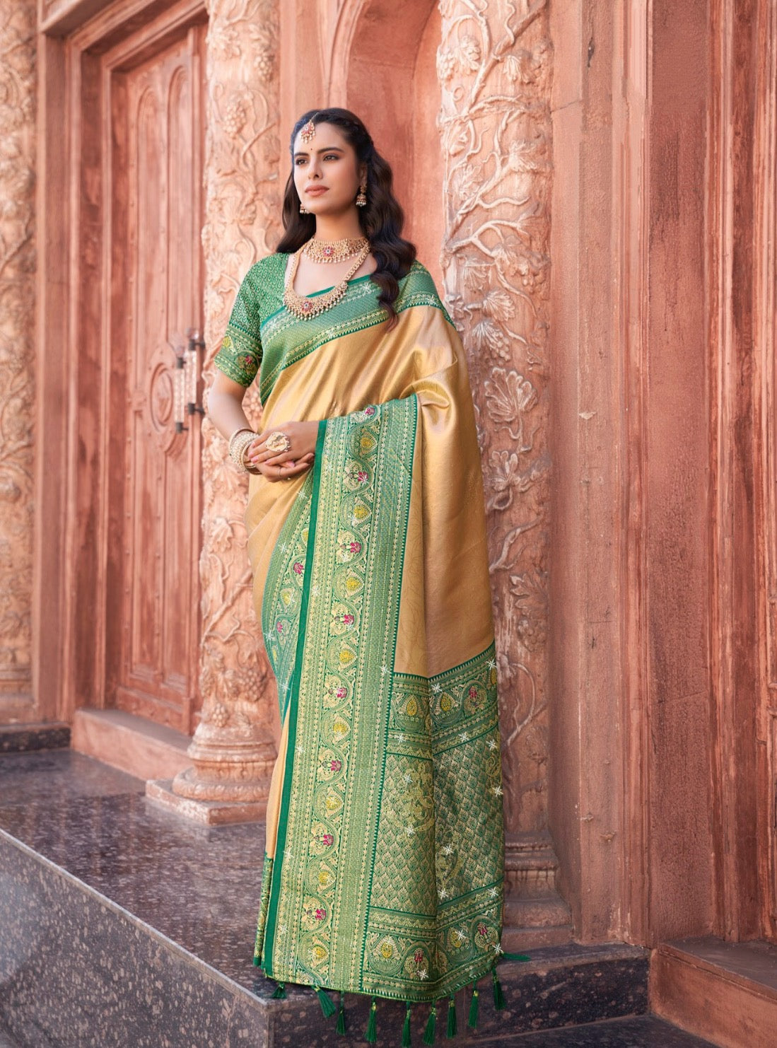 Swarovski Tissue Paithani Saree